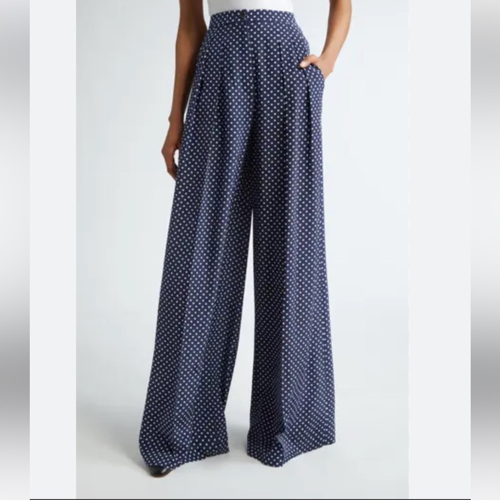 NWT Michael Kors Collection Polka Dot Silk Wide Leg Pants